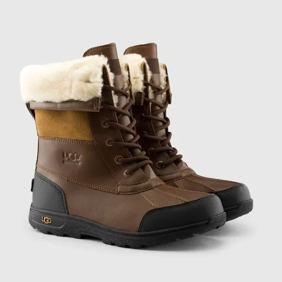 kids UGG BUTTE II CWR BOOT waterproof & wool lining brown size 3 - Picture 1 of 8